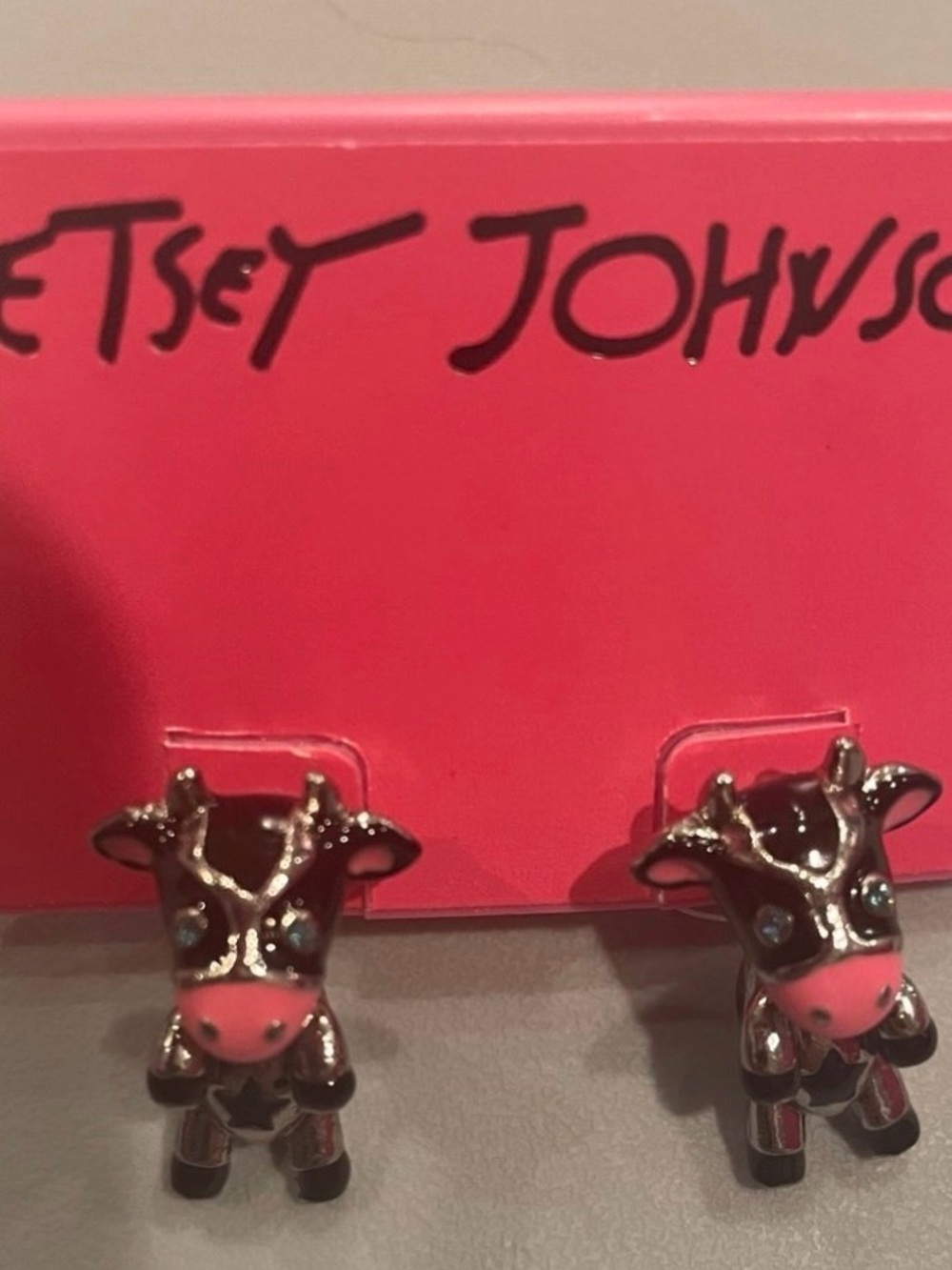 Betsey Johnson cow earrings